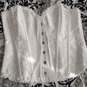 White Satin Lace-up Corset
